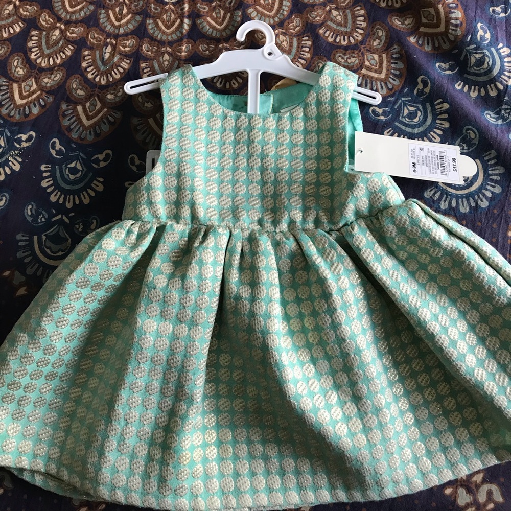 Green & Gold Holiday Baby Dress